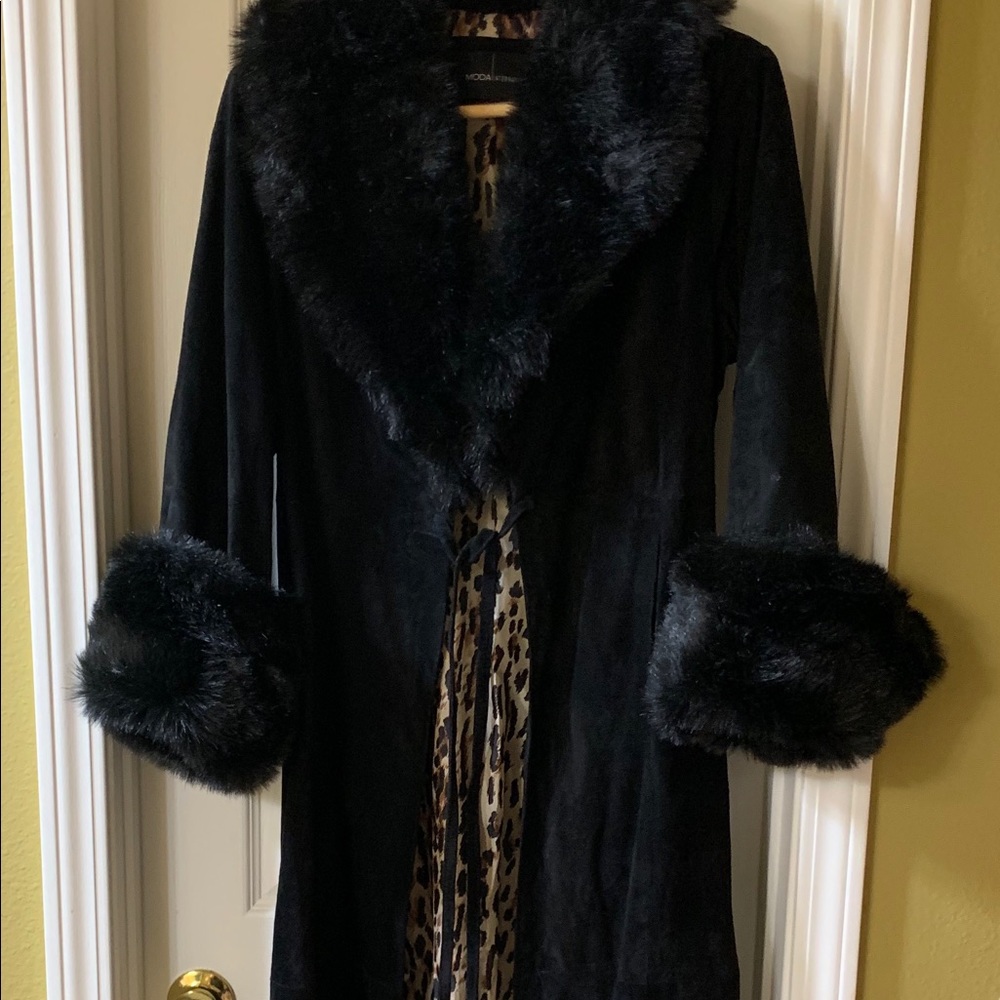Moda International real suede maxi coat